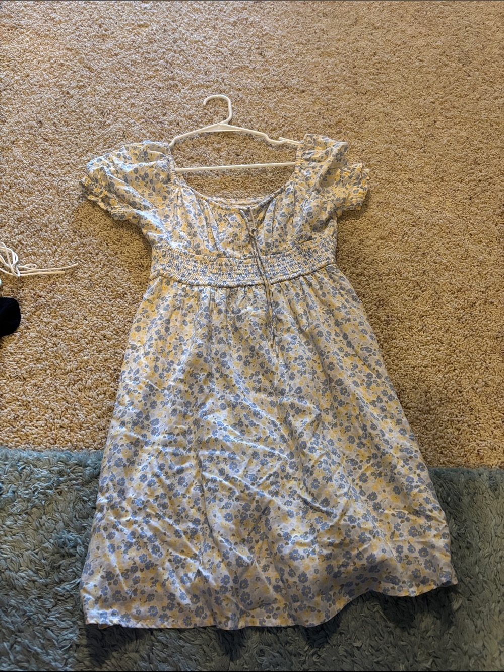 Hollister Blue and White Floral Smocked Mini Dress